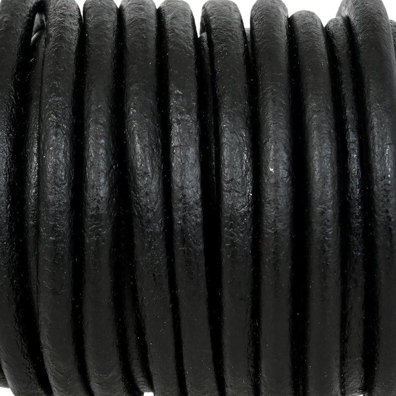 GENIQUE Real/Genuine Round Leather String Cord for Necklace, Bracelets, Jewellery, Braiding (Black Distressed, 5mm) - Image 4